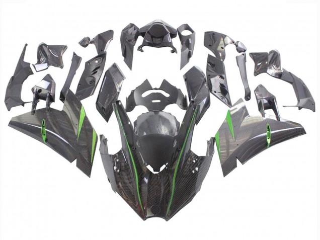 Kawasaki Ninja H2 Motorrad Verkleidung 2015-2022 - Schwarzes Carbonfaser Grun