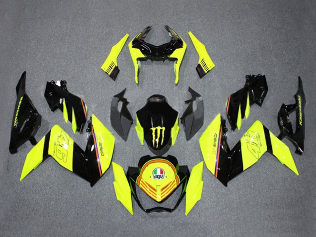 Kawasaki Z250/Z300 Motorrad Verkleidung 2015-2016 - Gelb Glanzendes Schwarz Monster