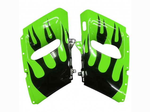 Kawasaki ZZR400 Motorrad Verkleidung 1993-2007 - Grun Glanzendes Schwarz Flamme