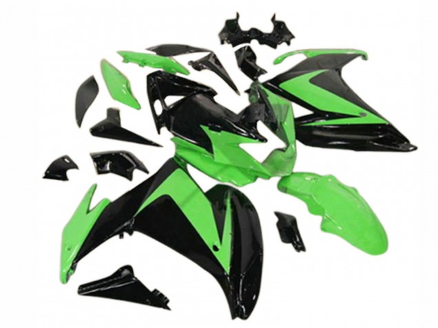 Yamaha FZ6R Motorrad Verkleidung 2009-2015 - Glanzendes Schwarz Grun