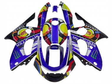 Yamaha YZF600R Thundercat Motorrad Verkleidung 1996-2007 - Blau Schwarz Weiss Gelb Monster 46