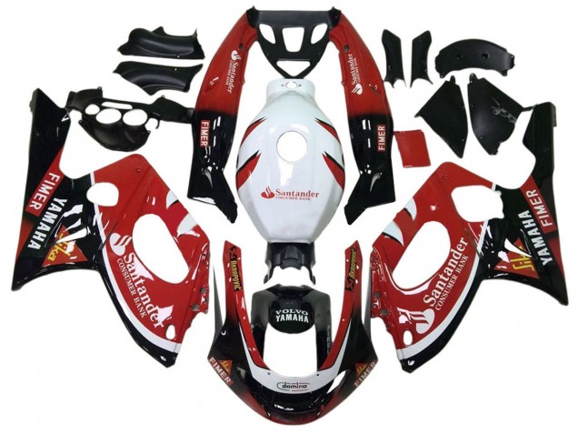 Yamaha YZF600R Thundercat Motorrad Verkleidung 1996-2007 - Glanzendes Schwarz Rot Weiss Volvo Fimer Santunder