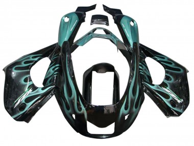 Yamaha YZF 1000R Thunderace Motorrad Verkleidung 1997-2007 - Glanzendes Schwarz mit Blau Flamme