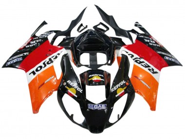 Aprilia RSV1000 Motorrad Verkleidung 2003-2006 - Orange Weiss Rot Schwarz Repsol