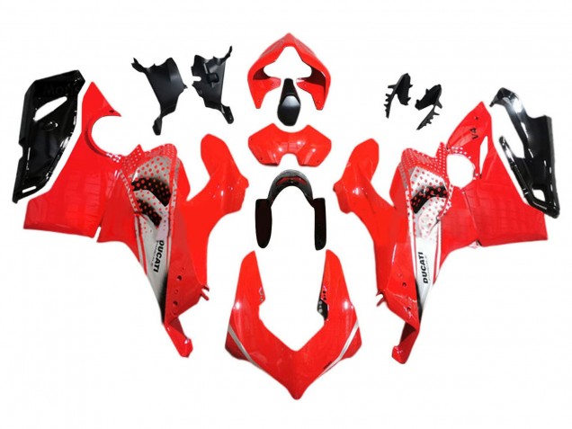 Ducati Panigale V4 V4S Motorrad Verkleidung 2018-2019 - Silber Rot Glanzendes Schwarz