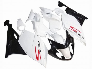 BMW K1200S Motorrad Verkleidung 2005-2010 - Weiss Glanzendes Schwarz