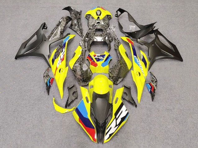 BMW S1000RR Motorrad Verkleidung 2023-2024 - Gelb Carbonfaser