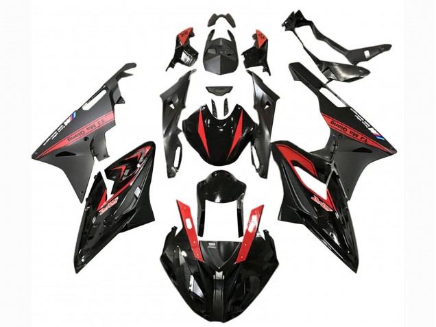 BMW S1000RR Motorrad Verkleidung 2017-2018 - Rot Glanzendes Schwarz Matt Schwarz