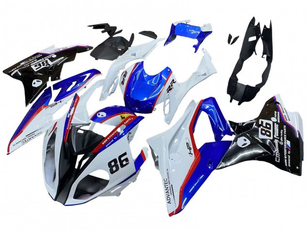 BMW S1000RR Motorrad Verkleidung 2017-2018 - Weiss Blau Rot Glanzendes Schwarz