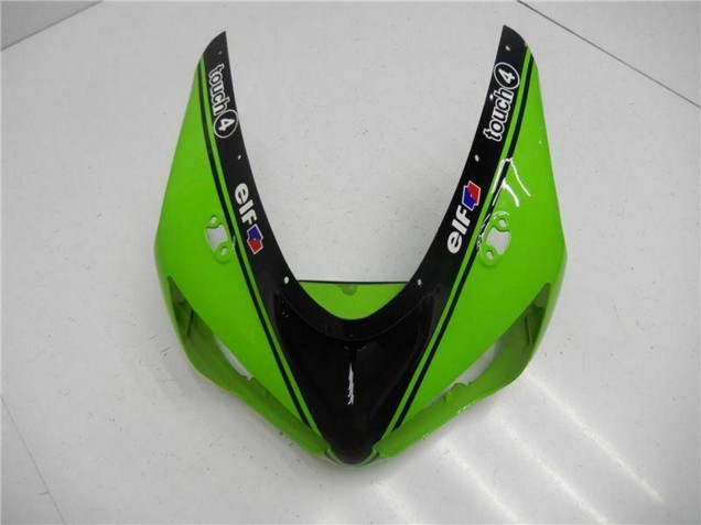 Kawasaki ZX6R Motorrad Verkleidung 2005-2006 - Grun Glanzendes Schwarz Elf