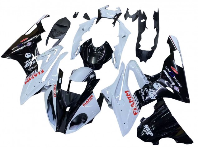 BMW S1000RR Motorrad Verkleidung 2015-2016 - Weiss Glanzendes Schwarz Fiamm