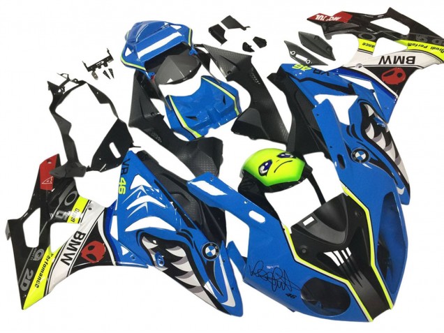 BMW S1000RR Motorrad Verkleidung 2009-2014 - Blau Gelb Rot Schwarz Hai VR 46