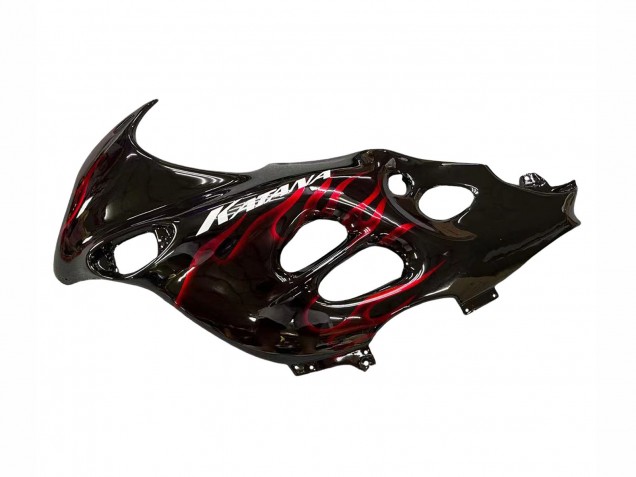 Suzuki GSX600F/GSX750F Motorrad Verkleidung 2004-2006 - Glanzendes Schwarz Rot Flamme