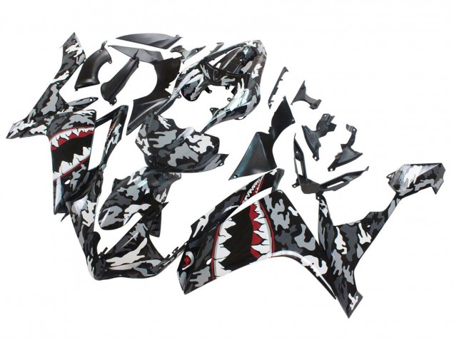 Yamaha YZF 1000 R1 Motorrad Verkleidung 2007-2008 - Grau Weiss Camouflage Hai