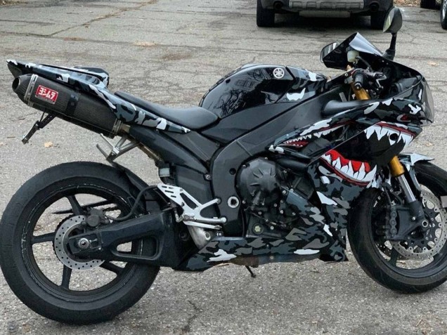 Yamaha YZF 1000 R1 Motorrad Verkleidung 2007-2008 - Grau Weiss Camouflage Hai