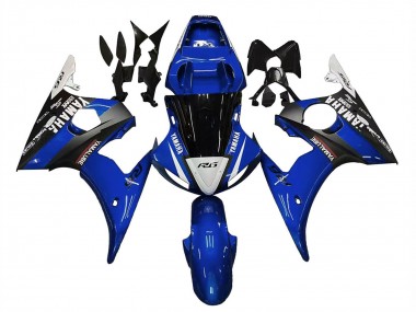 Yamaha YZF R6S Motorrad Verkleidung 2006-2009 - Blau Weiss Glanzendes Schwarz Yamalube