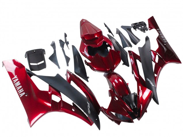 Yamaha YZF 600 R6 Motorrad Verkleidung 2006-2007 - Rot Matt Schwarz