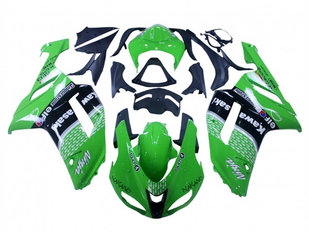 Kawasaki ZX6R Motorrad Verkleidung 2007-2008 - Grun Schwarz Ninja