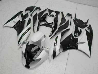 Kawasaki ZX6R Motorrad Verkleidung 2009-2012 - Glanzendes Schwarz Weiss