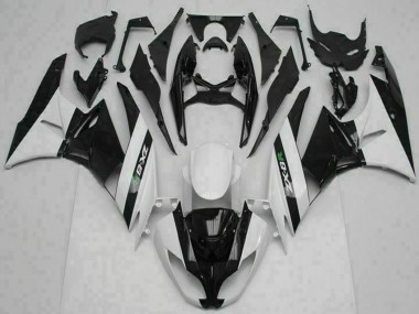 Kawasaki ZX6R Motorrad Verkleidung 2009-2012 - Glanzendes Schwarz Weiss