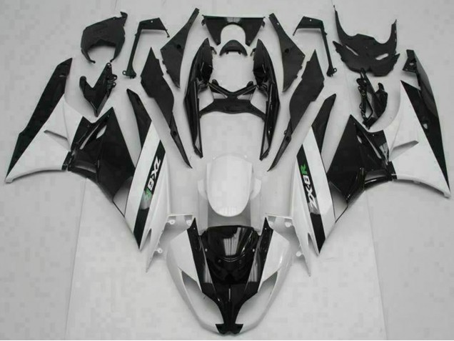 Kawasaki ZX6R Motorrad Verkleidung 2009-2012 - Glanzendes Schwarz Weiss