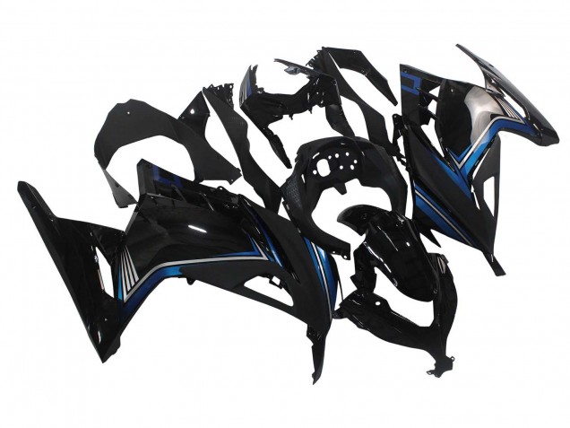 Kawasaki EX300 Motorrad Verkleidung 2013-2024 - Glanzendes Schwarz Blau