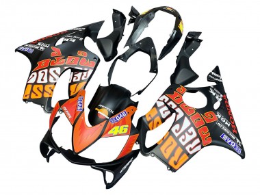 Honda CBR600 F4i Motorrad Verkleidung 2004-2007 - Matt Schwarz Orange Rossi