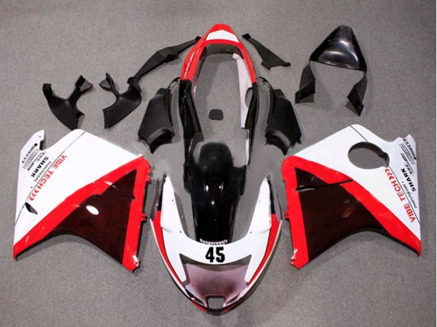 Honda CBR1100XX Blackbird Motorrad Verkleidung 1996-2007 - Weiss Rot Glanzendes Schwarz