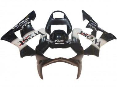 Honda CBR900RR 929 Motorrad Verkleidung 2000-2001 - Glanzendes Schwarz Weiss West