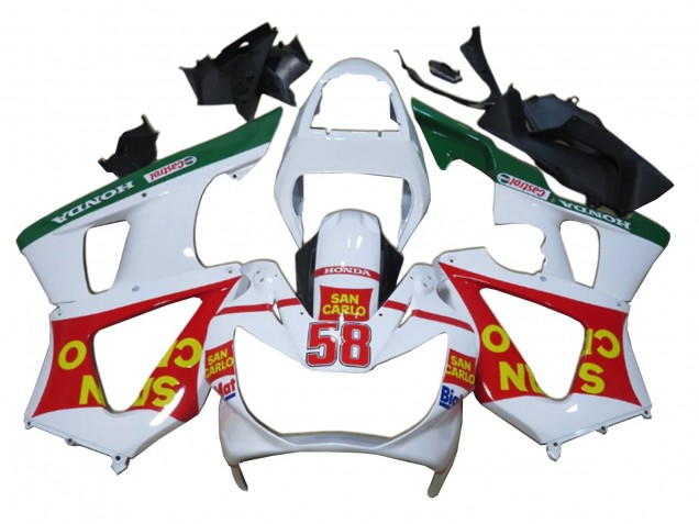 Honda CBR900RR 929 Motorrad Verkleidung 2000-2001 - Weiss Rot Grun Castrol San Carlo