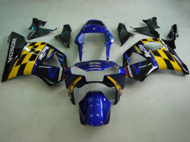 Honda CBR900RR 954 Motorrad Verkleidung 2002-2003 - Blau Gelb Glanzendes Schwarz Telefonica MoviStar Castrol