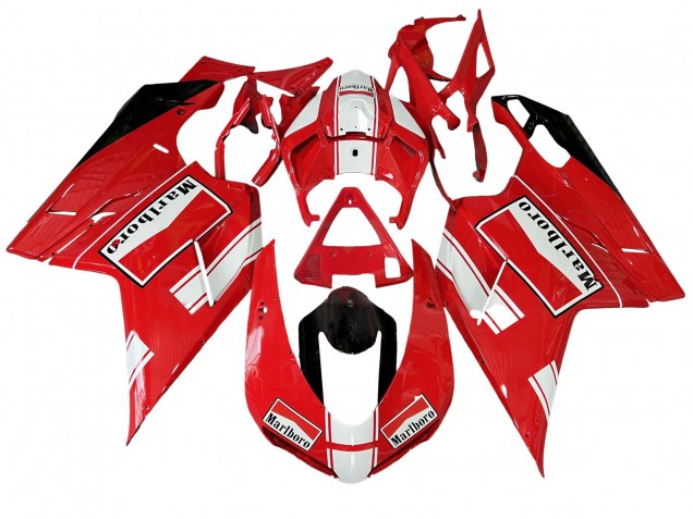 Ducati 848/1098/1198 Motorrad Verkleidung 2007-2014 - Weiss Rot Glanzendes Schwarz Marlboro