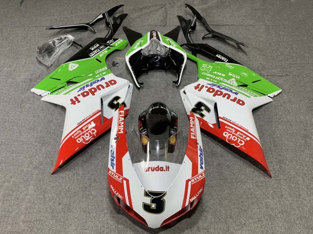 Ducati 848/1098/1198 Motorrad Verkleidung 2007-2014 - Weiss Rot Grun Valsir 3