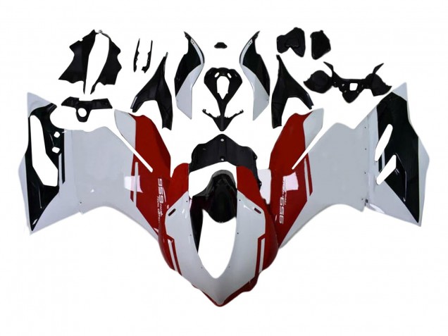 Ducati 959 Motorrad Verkleidungen Kit 2015-2020 - Weiss Rot Glanzendes Schwarz