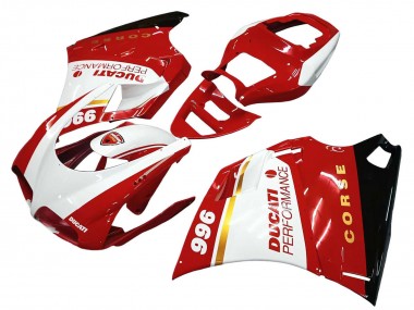 Ducati 996 Motorrad Verkleidung 1993-2005 - Weiss Rot Gold Glanzendes Schwarz Corse Performance