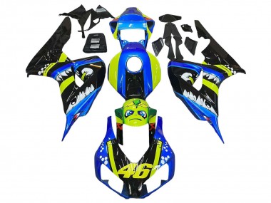 Honda CBR1000RR Motorrad Verkleidung 2006-2007 - Blau Fluoreszierendes Grun Glanzendes Schwarz Hai 46