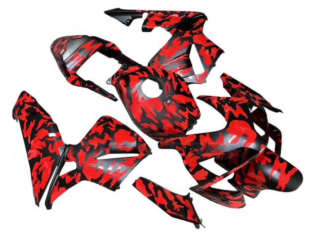 Honda CBR600RR Motorrad Verkleidung 2003-2004 - Schwarz Rot Grau Camouflage