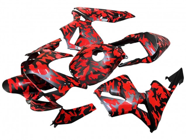 Honda CBR600RR Motorrad Verkleidung 2003-2004 - Schwarz Rot Grau Camouflage