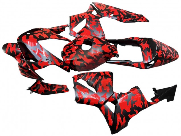 Honda CBR600RR Motorrad Verkleidung 2003-2004 - Schwarz Rot Grau Camouflage