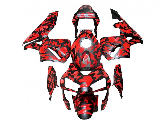 Honda CBR600RR Motorrad Verkleidung 2003-2004 - Schwarz Rot Grau Camouflage