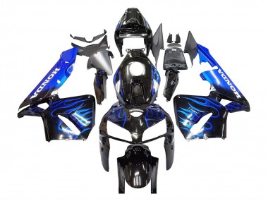 Honda CBR600RR Motorrad Verkleidung 2005-2006 - Glanzendes Schwarz Blau Flamme