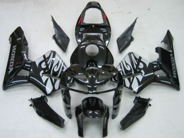 Honda CBR600RR Motorrad Verkleidung 2005-2006 - Glanzendes Schwarz Grau Flamme
