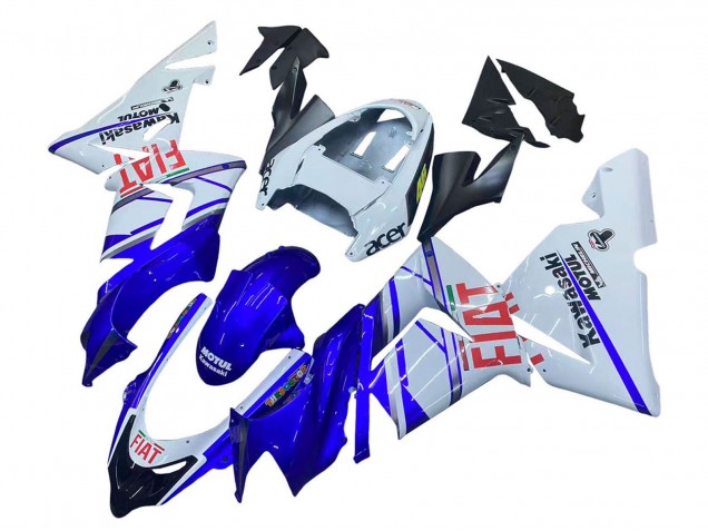 Kawasaki ZX10R Motorrad Verkleidung 2004-2005 - Glanzendes Blau Weiss Fiat Motul