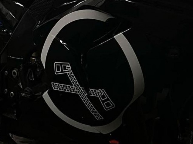 Kawasaki ZX10R Motorrad Verkleidung 2006-2007 - Glanzendes Schwarz Weiss Kreis