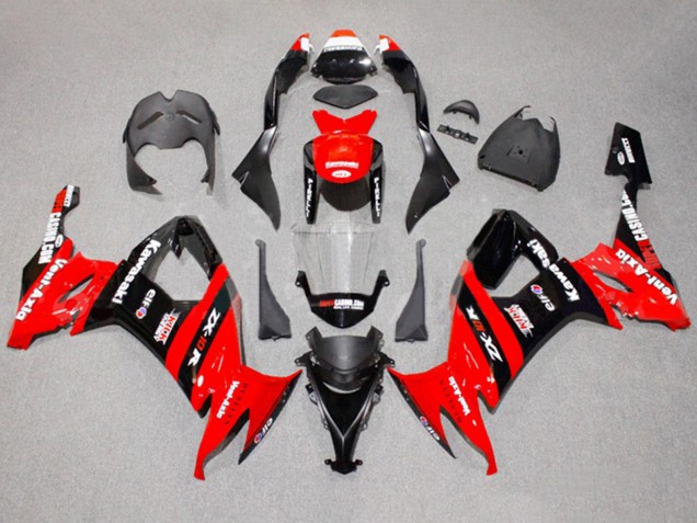 Kawasaki ZX10R Motorrad Verkleidung 2008-2010 - Rot Schwarz Kick Elf