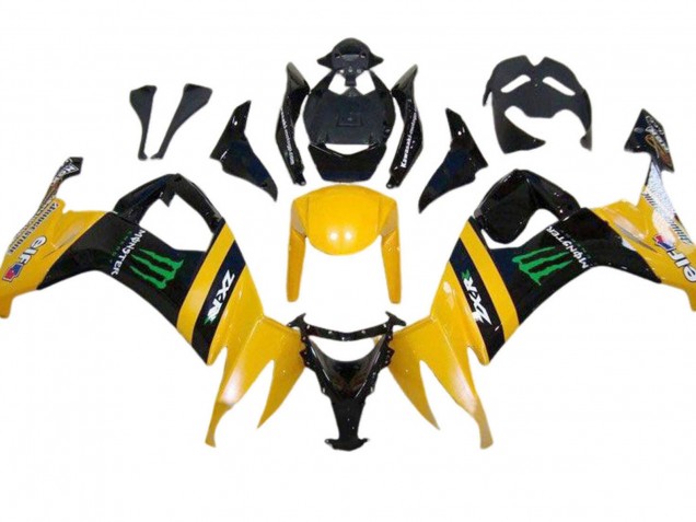 Kawasaki ZX10R Motorrad Verkleidung 2008-2010 - Gelb Schwarz Grun Monster