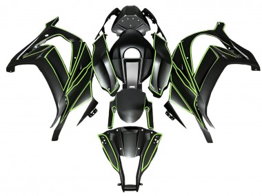 Kawasaki ZX10R Motorrad Verkleidung 2008-2010 - Matt Schwarz Grun Linie