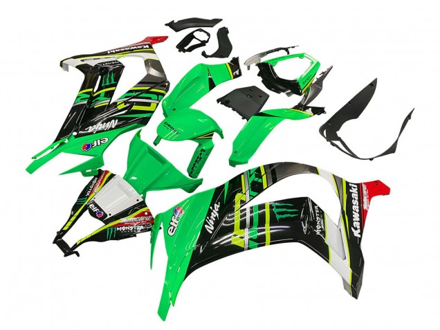 Kawasaki ZX10R Motorrad Verkleidung 2011-2015 - Grun Gelb Schwarz Weiss Elf Monster