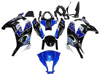 Kawasaki ZX10R Motorrad Verkleidung 2011-2015 - Blau Weiss Glanzendes Schwarz