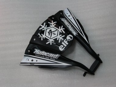 Kawasaki ZX10R Motorrad Verkleidung 2011-2015 - Glanzendes Schwarz Weiss Elf Schnee Aufkleber